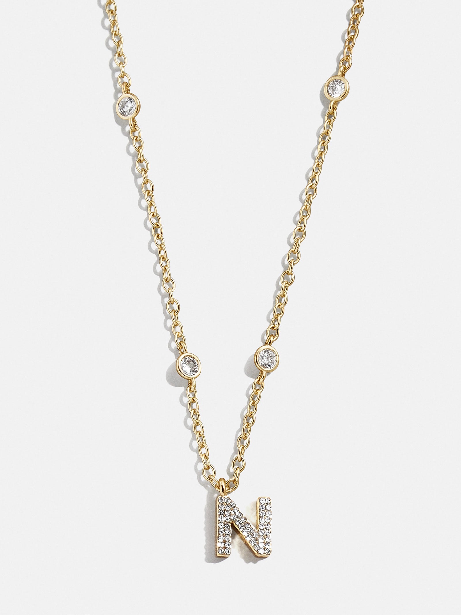 Premium Pavé Initial Yasmine Necklace - Gold Plated, Personalized Elegance