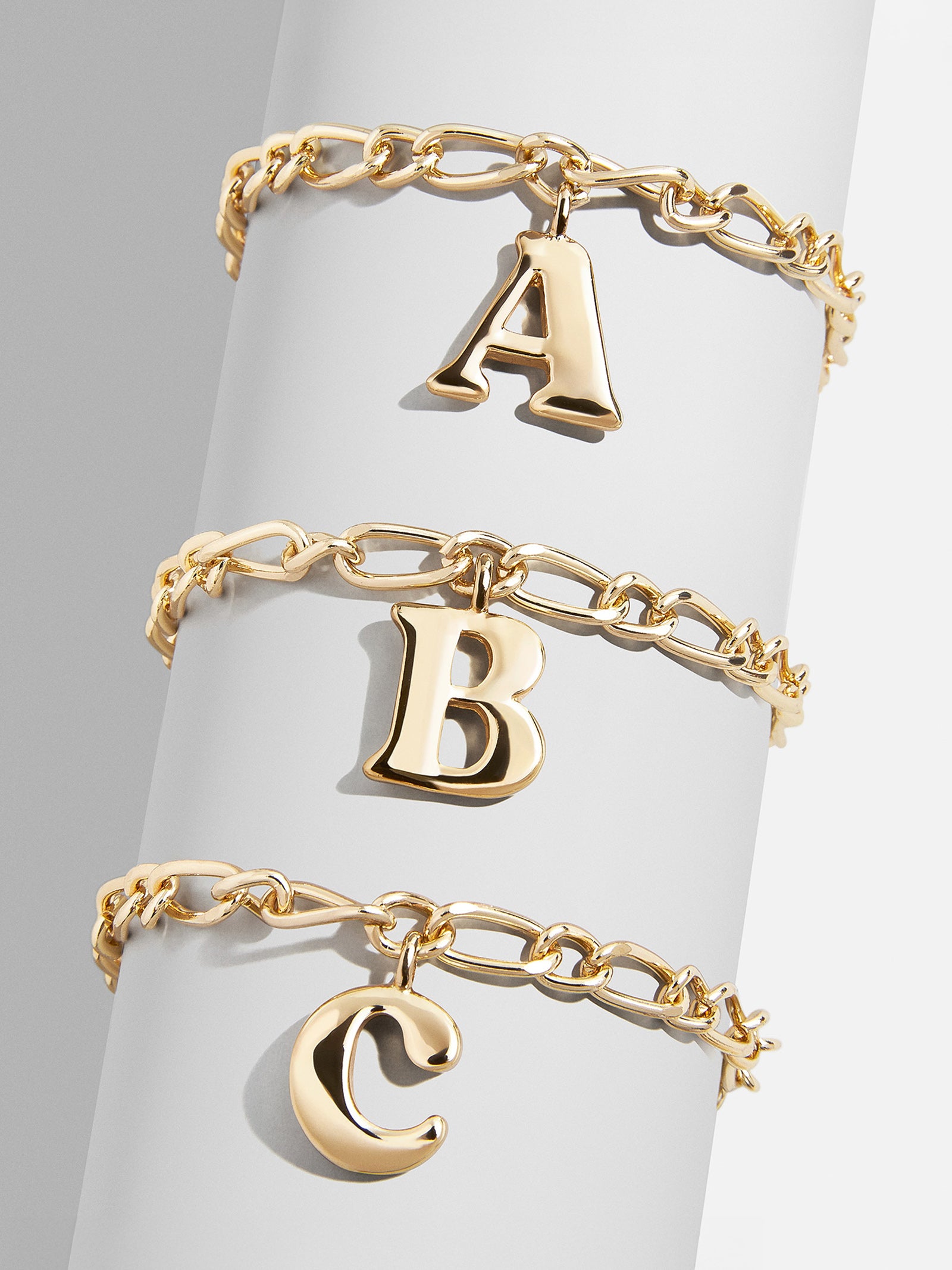 Premium Chunky Initial Charm Bracelet - Gold