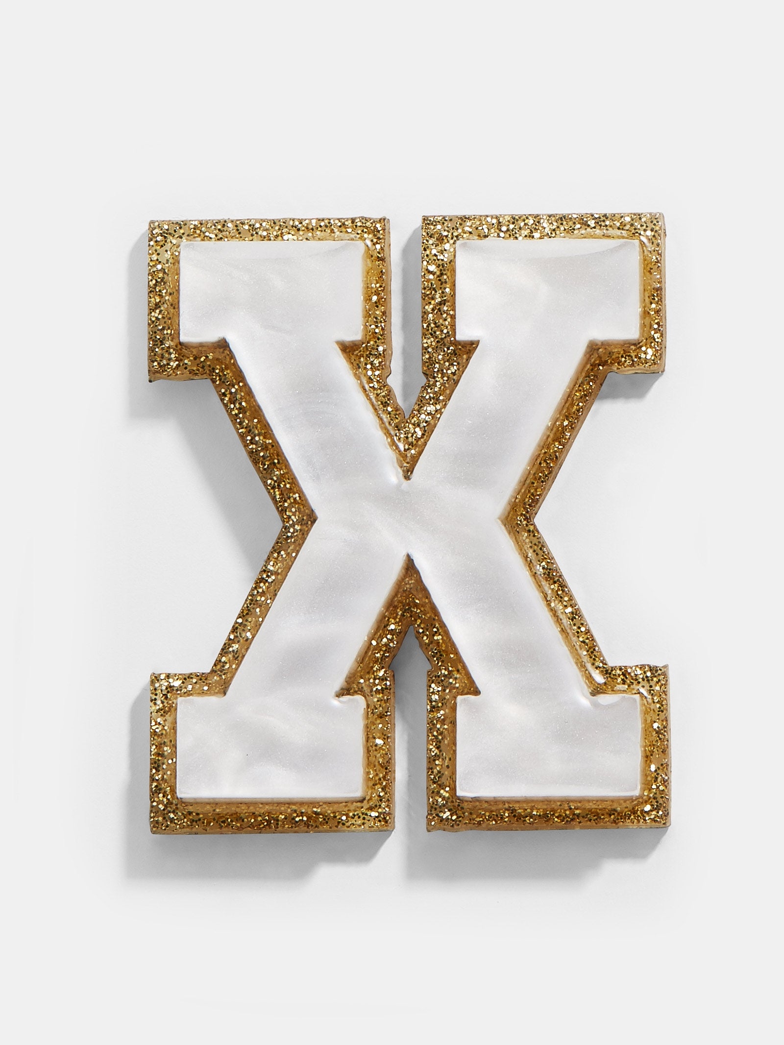 Premium Varsity Initial Sticker - White/Gold | Personalize Your Style