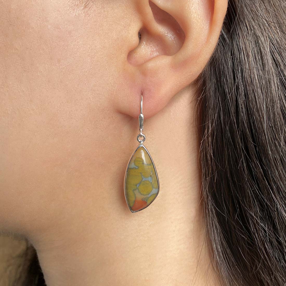 Premium Ocean Jasper Statement Earrings - Ultimate Elegance (OCJ-E-16)