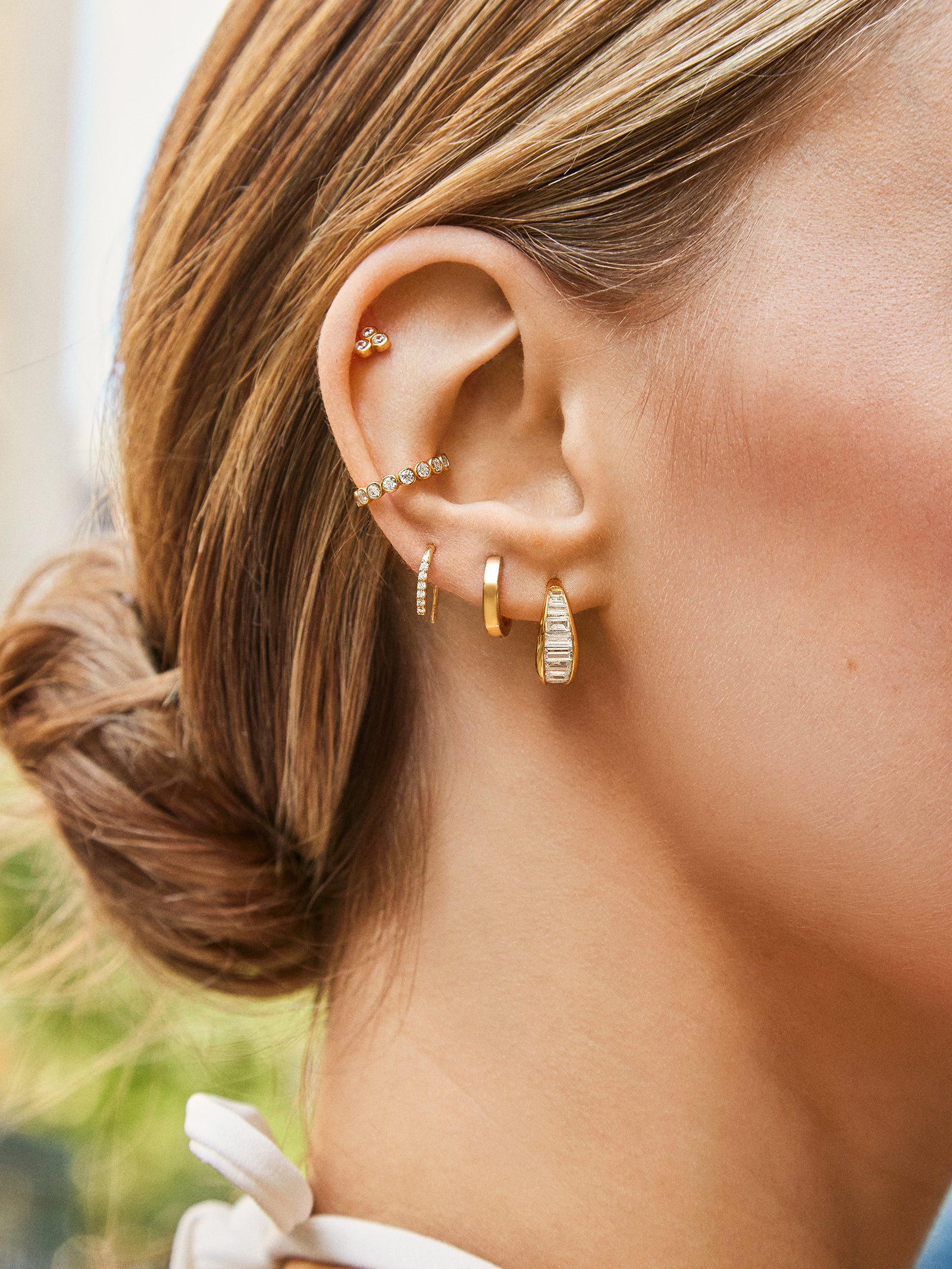 Premium Tina 18K Gold Hoop Earrings with Pavé Stones