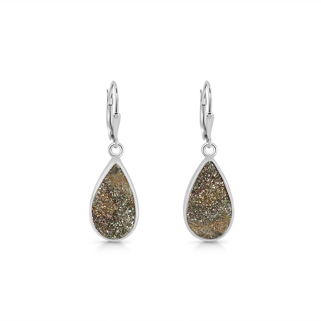 Premium Spectropyrite Druzy Earrings - Sagacia Jewelry