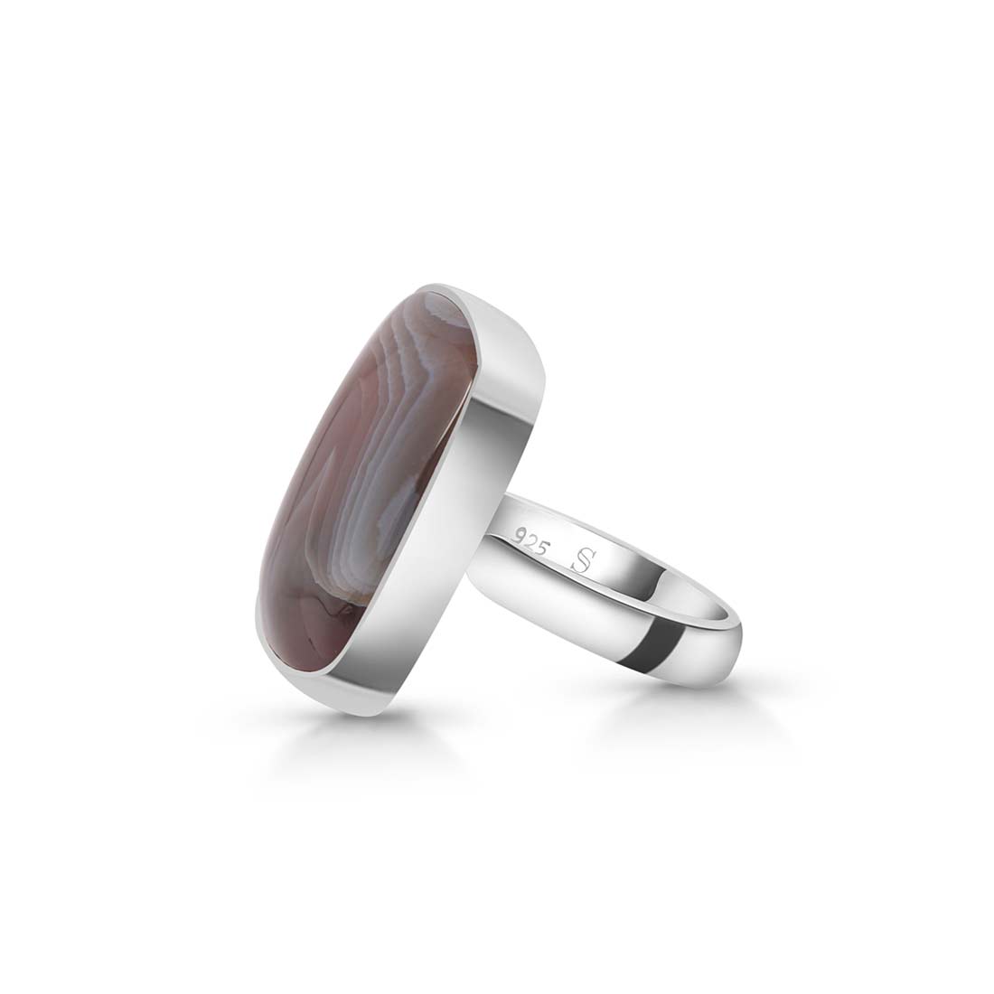 Premium Botswana Agate Adjustable Ring - Sterling Silver Statement Jewelry (RBA-R-25)