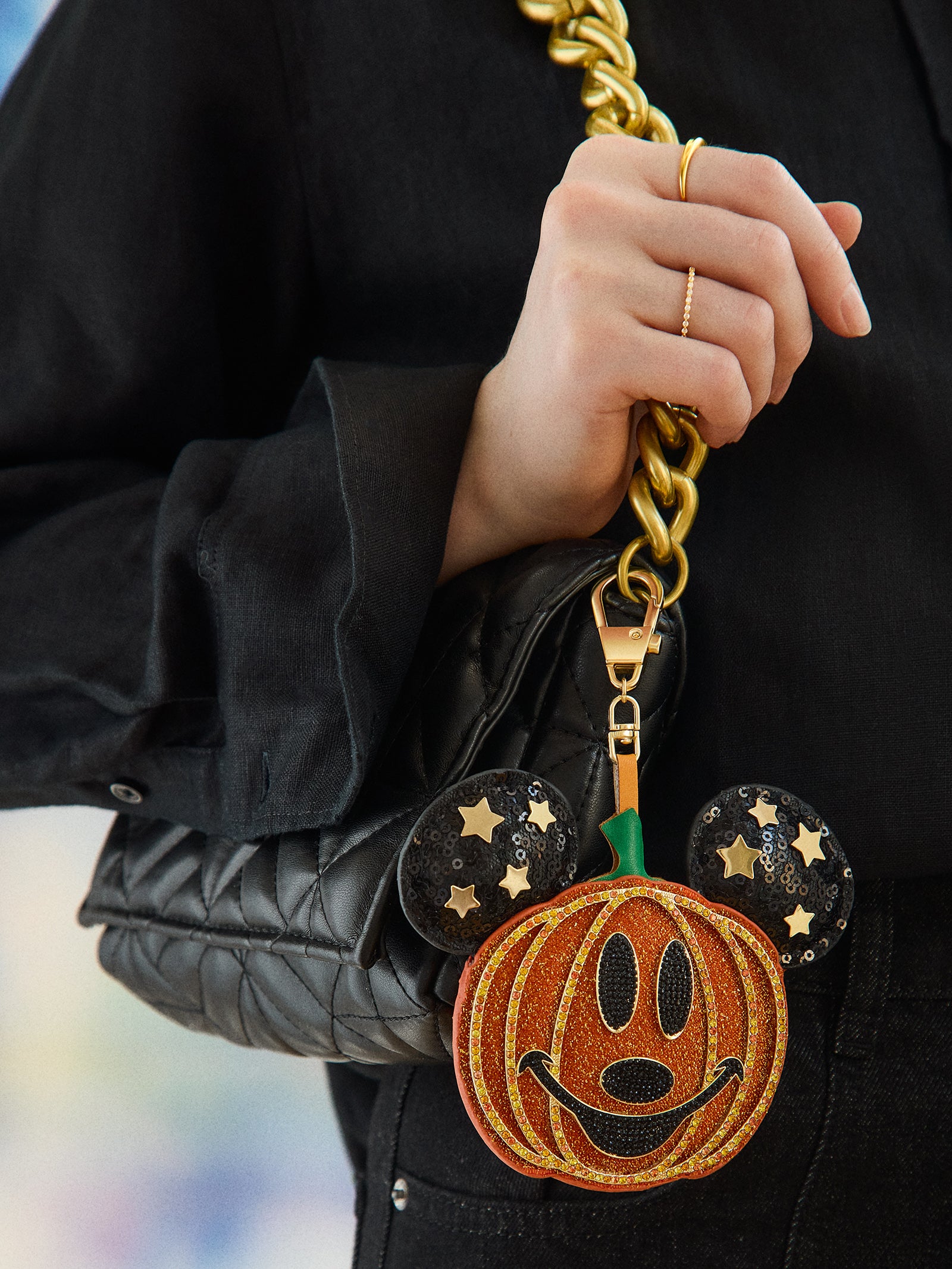 Premium Mickey Mouse Halloween Pumpkin Puff Bag Charm - Disney Magic Accessory