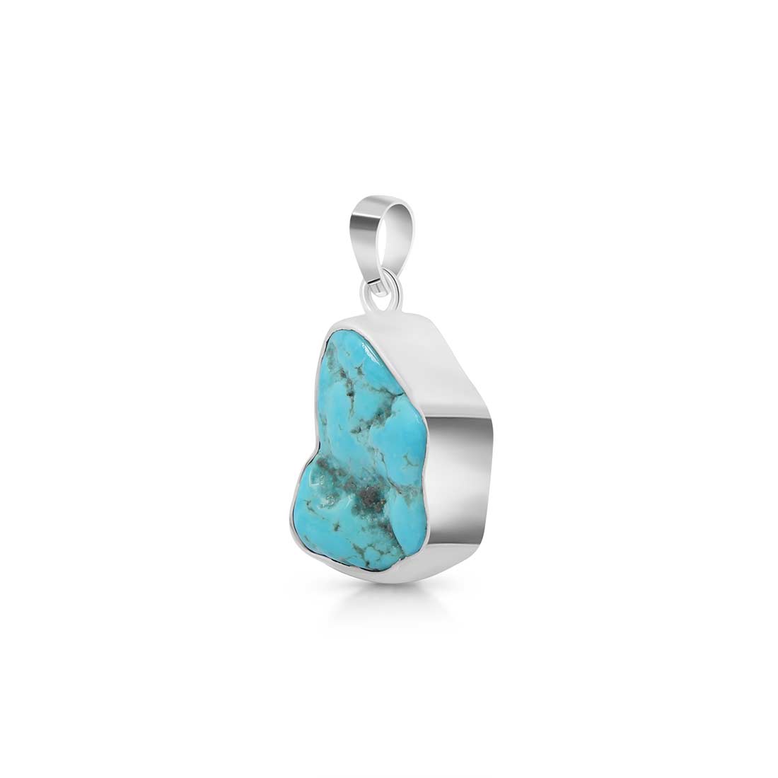 Premium Turquoise Rough Pendant - 925 Sterling Silver (TRQ-P-66)