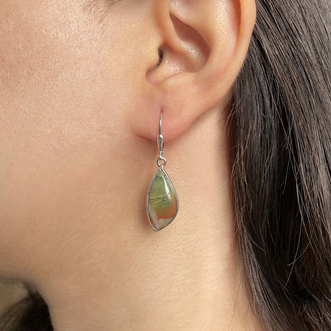 Premium Ocean Jasper Statement Earrings - Elegant & Earthy