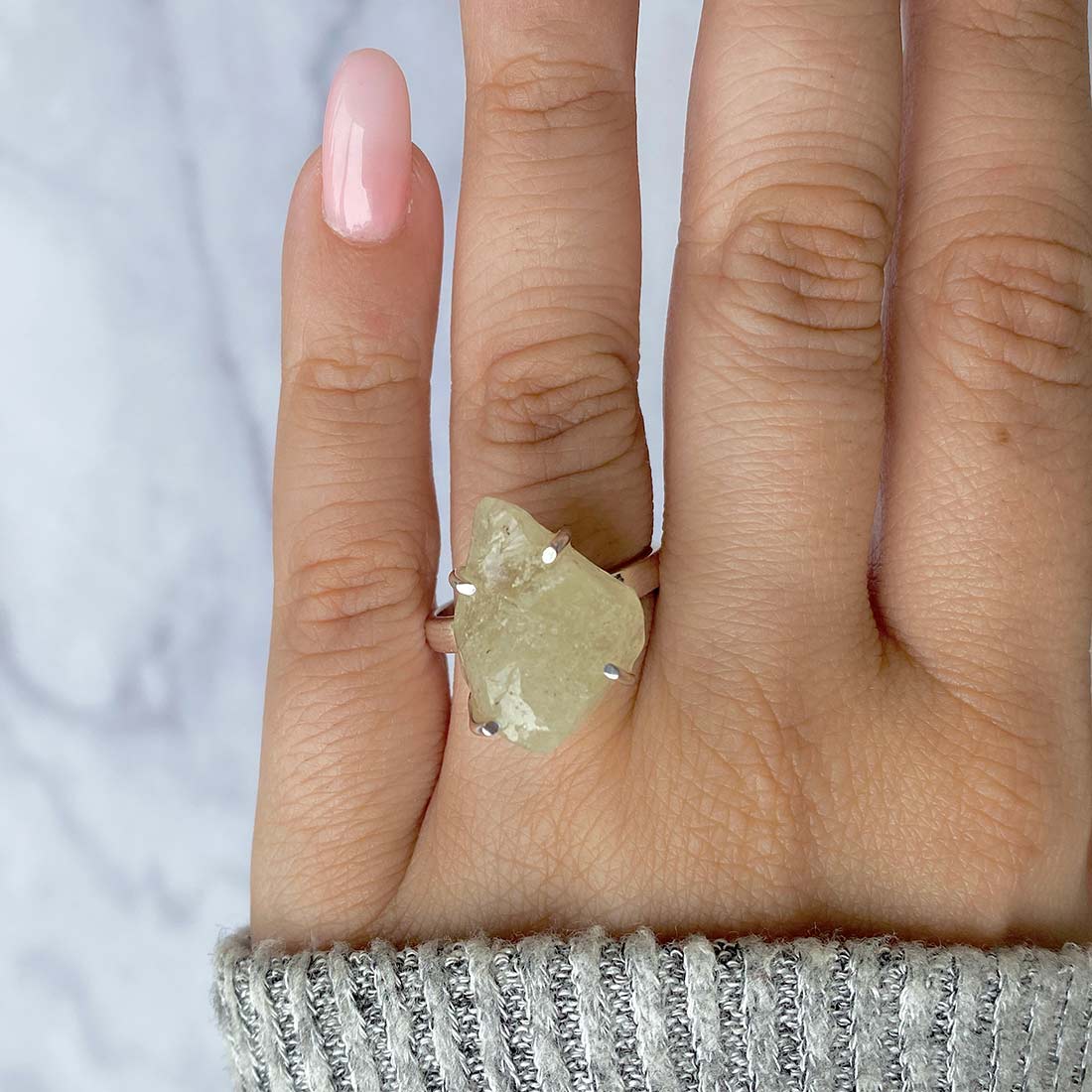 Premium Libyan Desert Glass Statement Ring - LDG-R-28