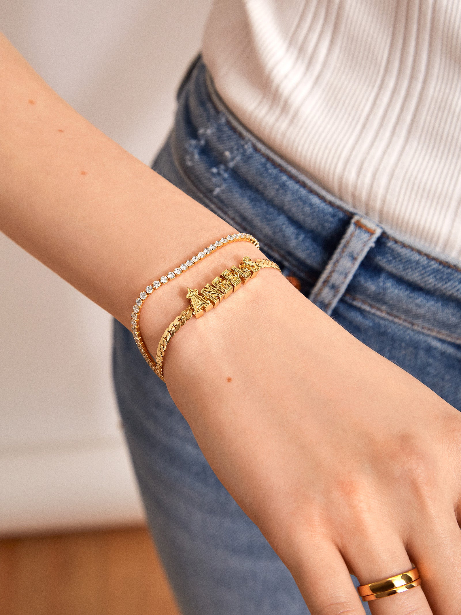 Premium MLB Gold Curb Chain Bracelet - Los Angeles Angels Edition