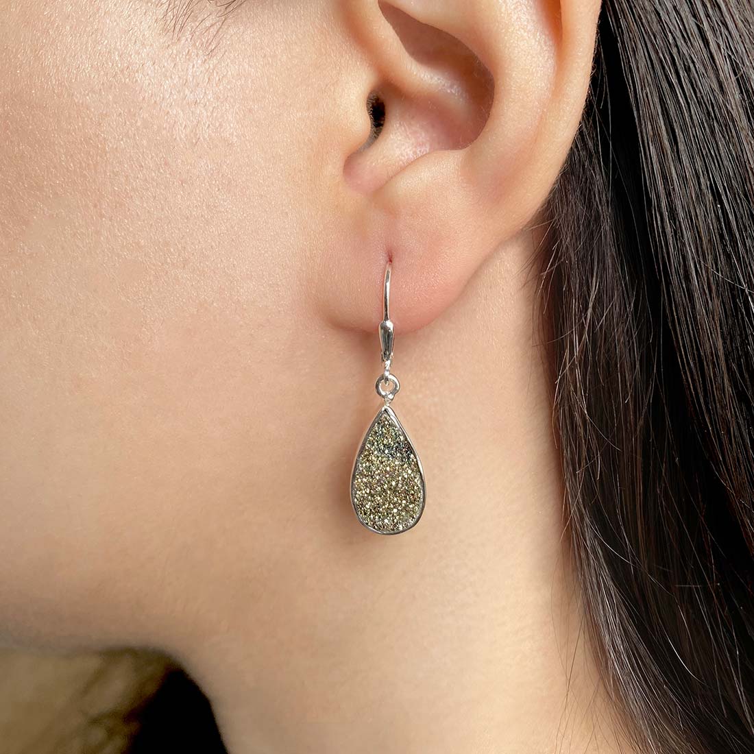 Premium Spectropyrite Druzy Earrings - Ultimate Elegance