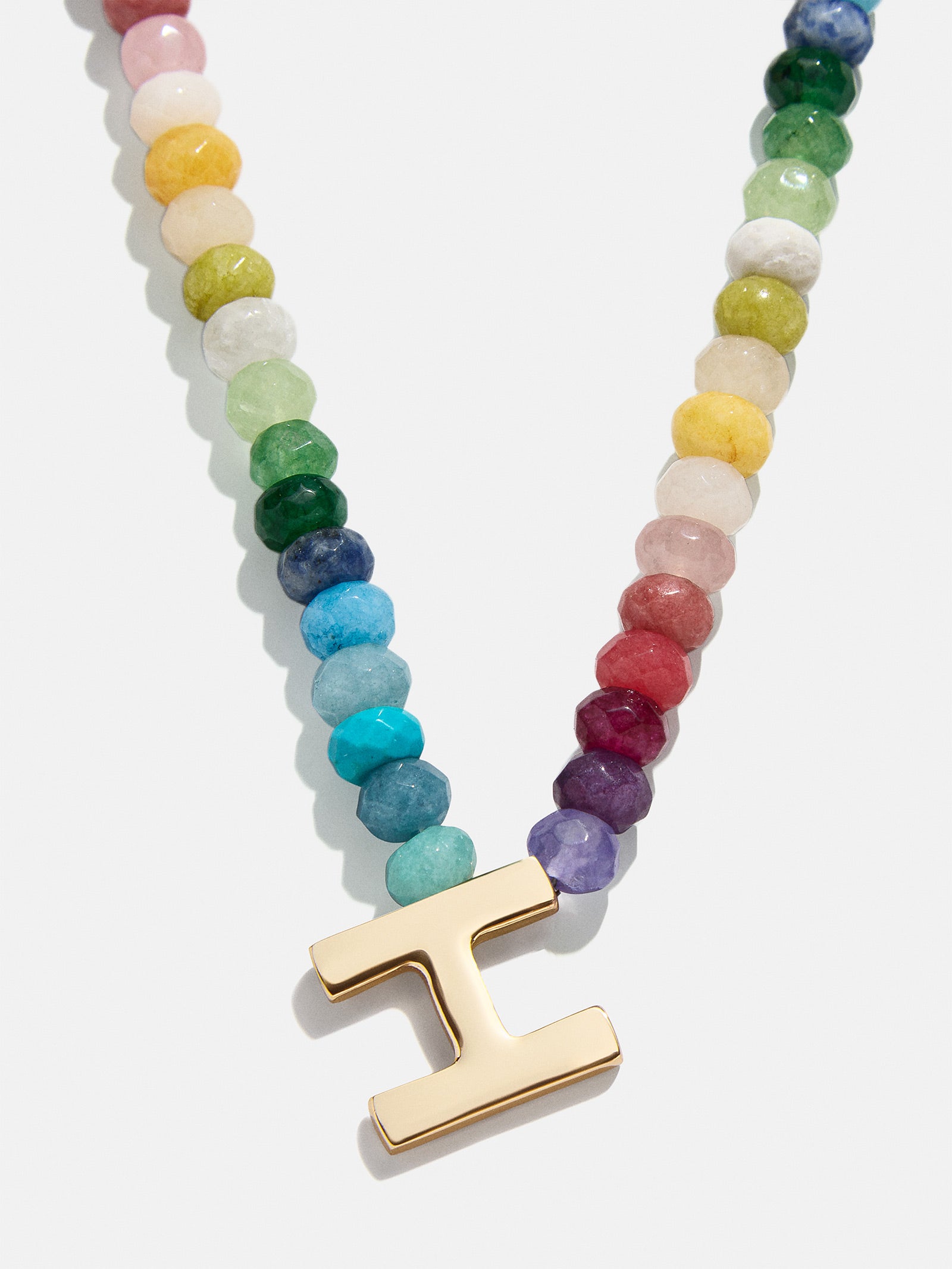 Premium Custom Initial Necklace with Semi-Precious Stones