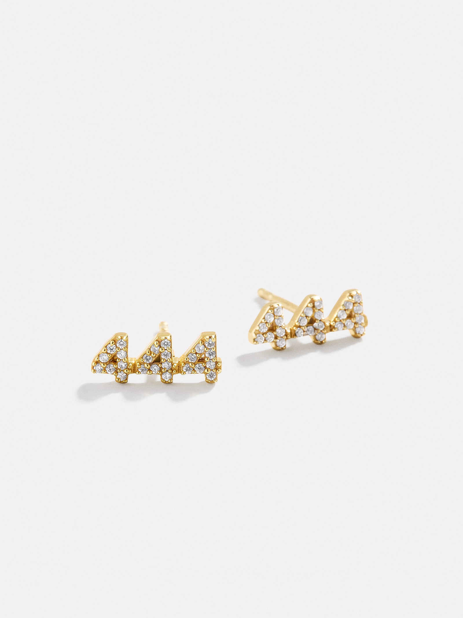 Premium 18K Gold Angel Number Stud Earrings - Gold/Pavé