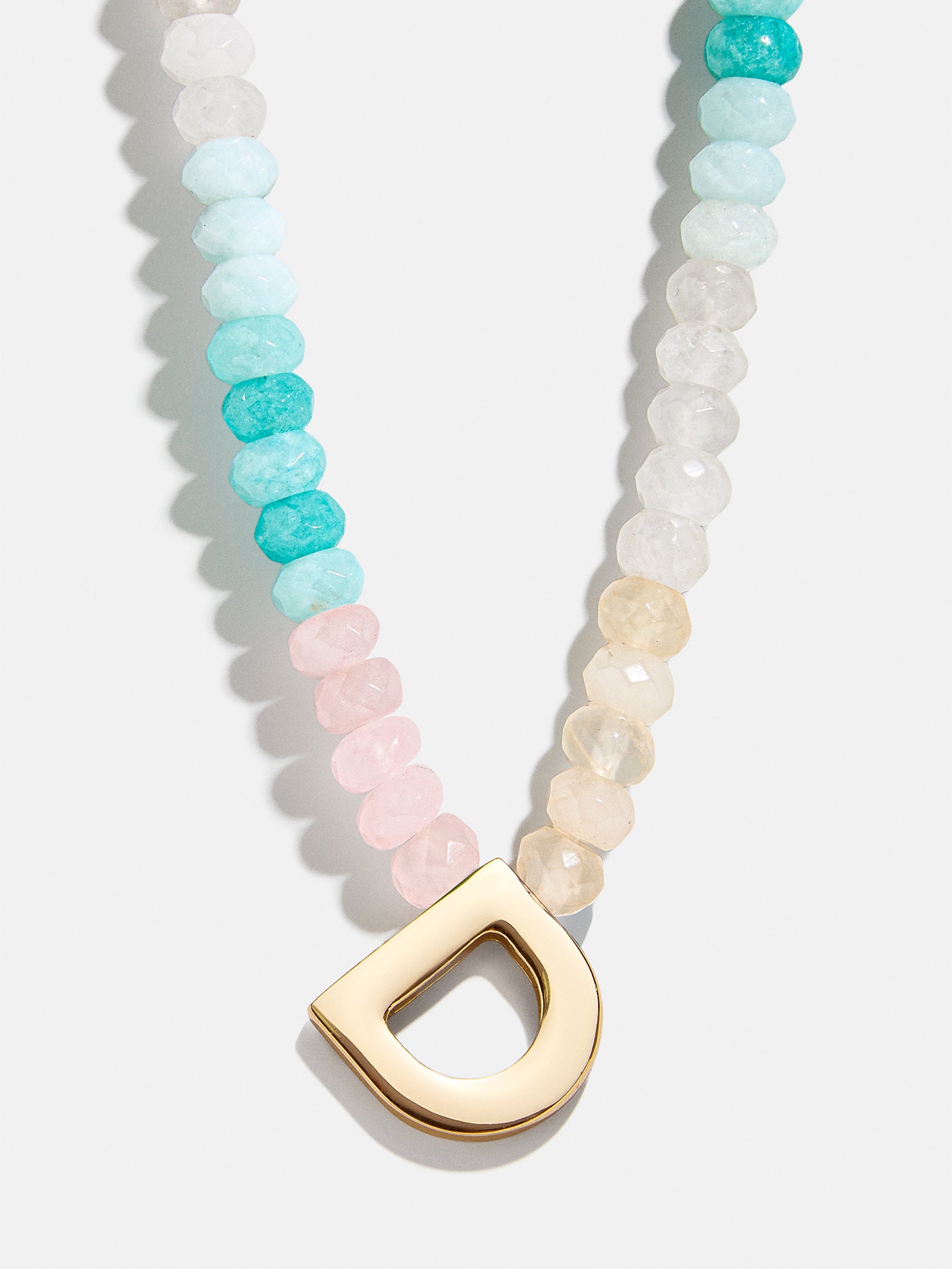 Premium Custom Initial Necklace with Semi-Precious Stones - Light Multi