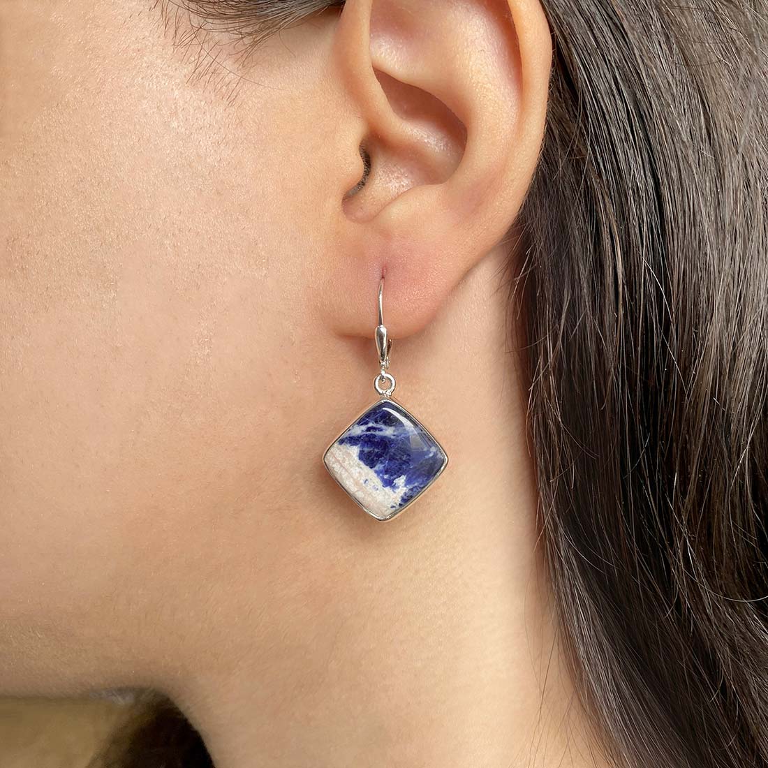 Premium Sodalite Statement Earrings - Ultimate Elegance (SDL-E-15)