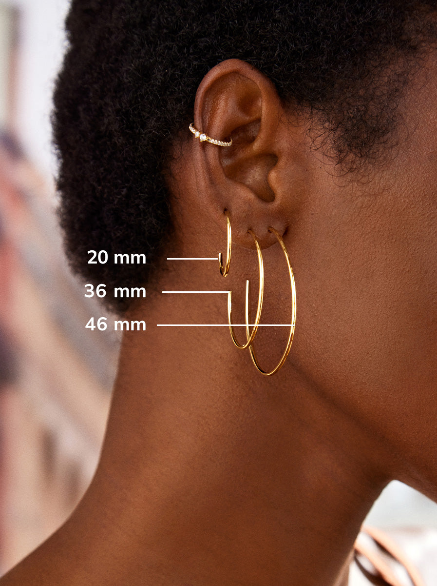 Premium Dalilah Hoop Earrings - 36MM, Ultimate Thin Gold Hoops