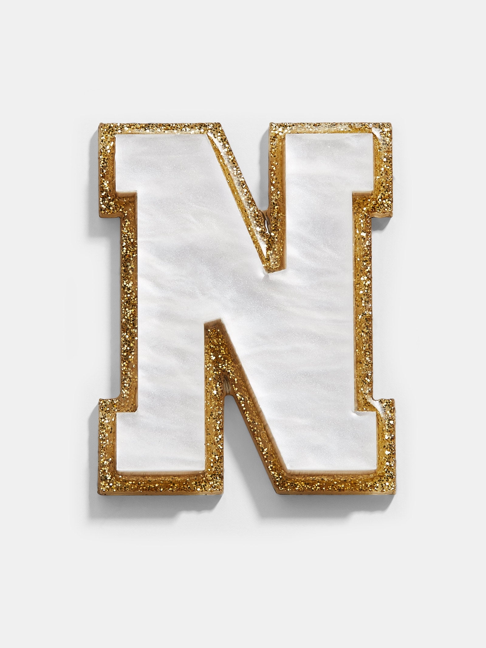 Premium Varsity Initial Sticker - White/Gold | Personalize Your Style