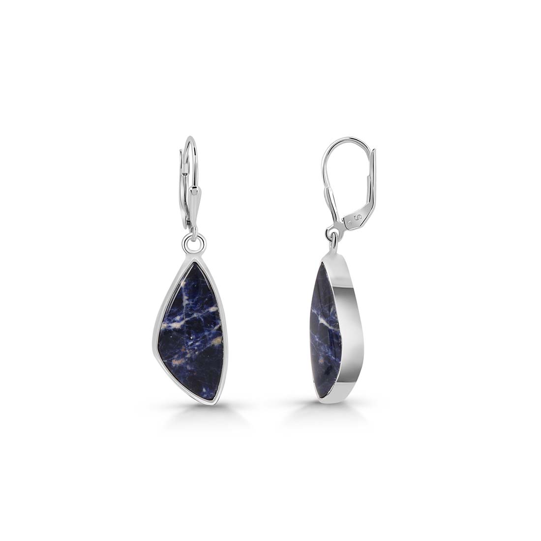 Premium Sodalite Statement Earrings - Elegant Blue Gemstone Jewelry