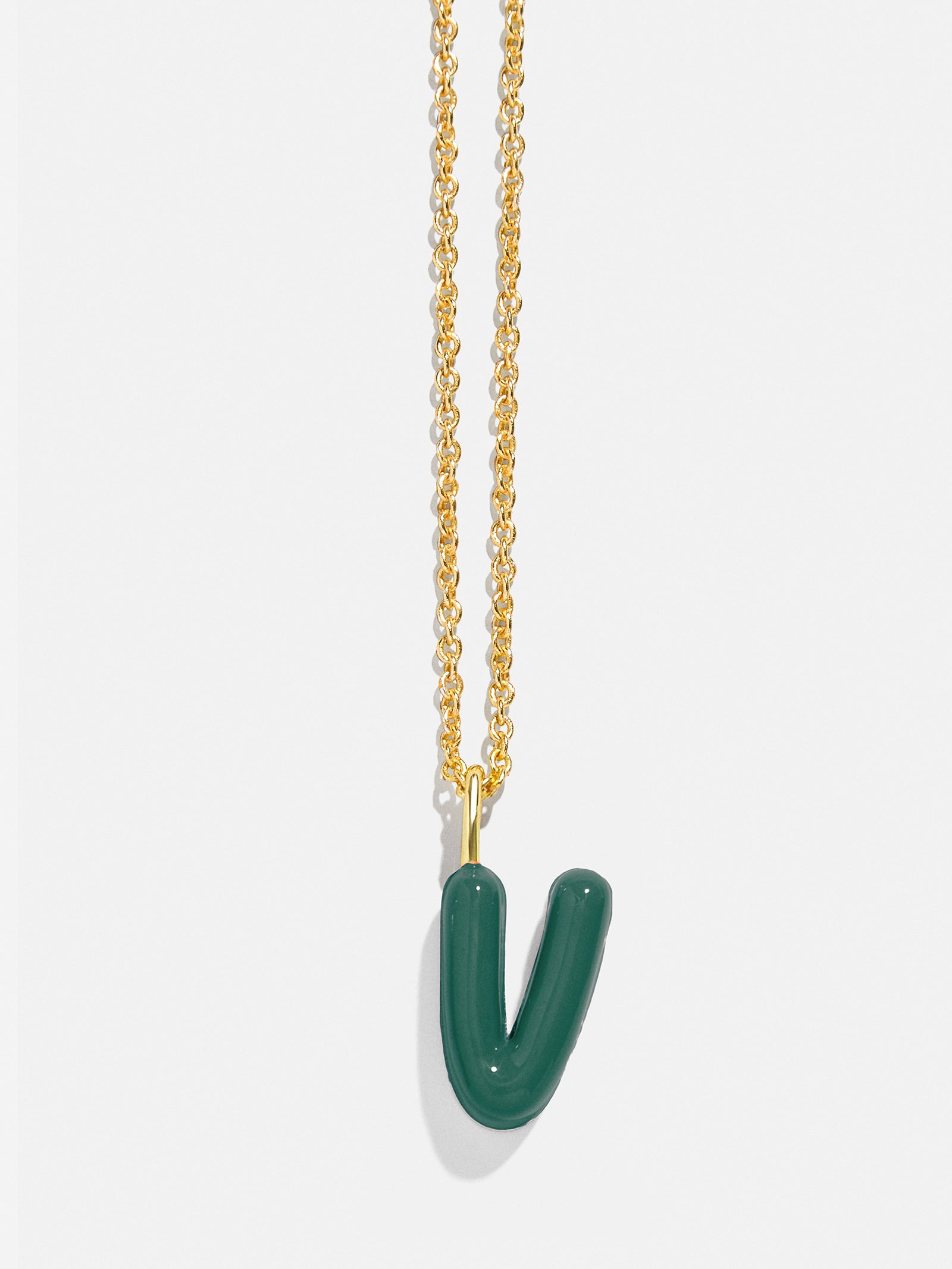 Premium Mini Bubble Initial Enamel Necklace - Dark Green