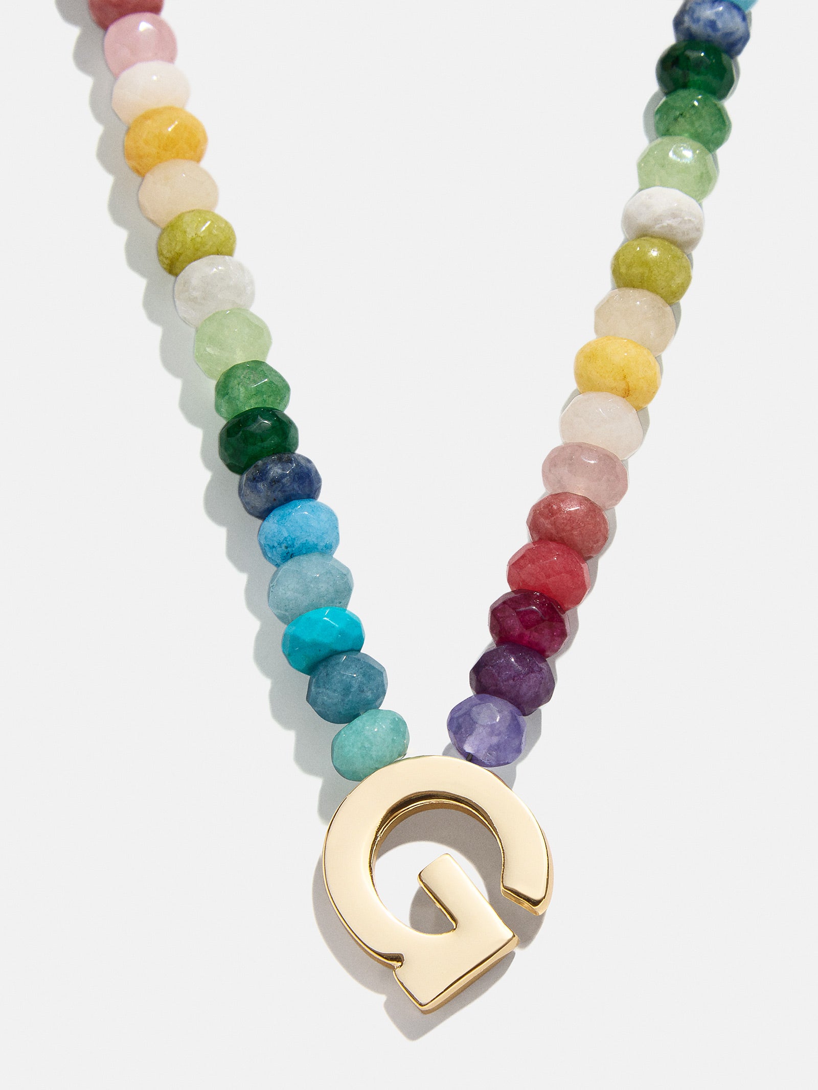 Premium Custom Initial Necklace with Semi-Precious Stones