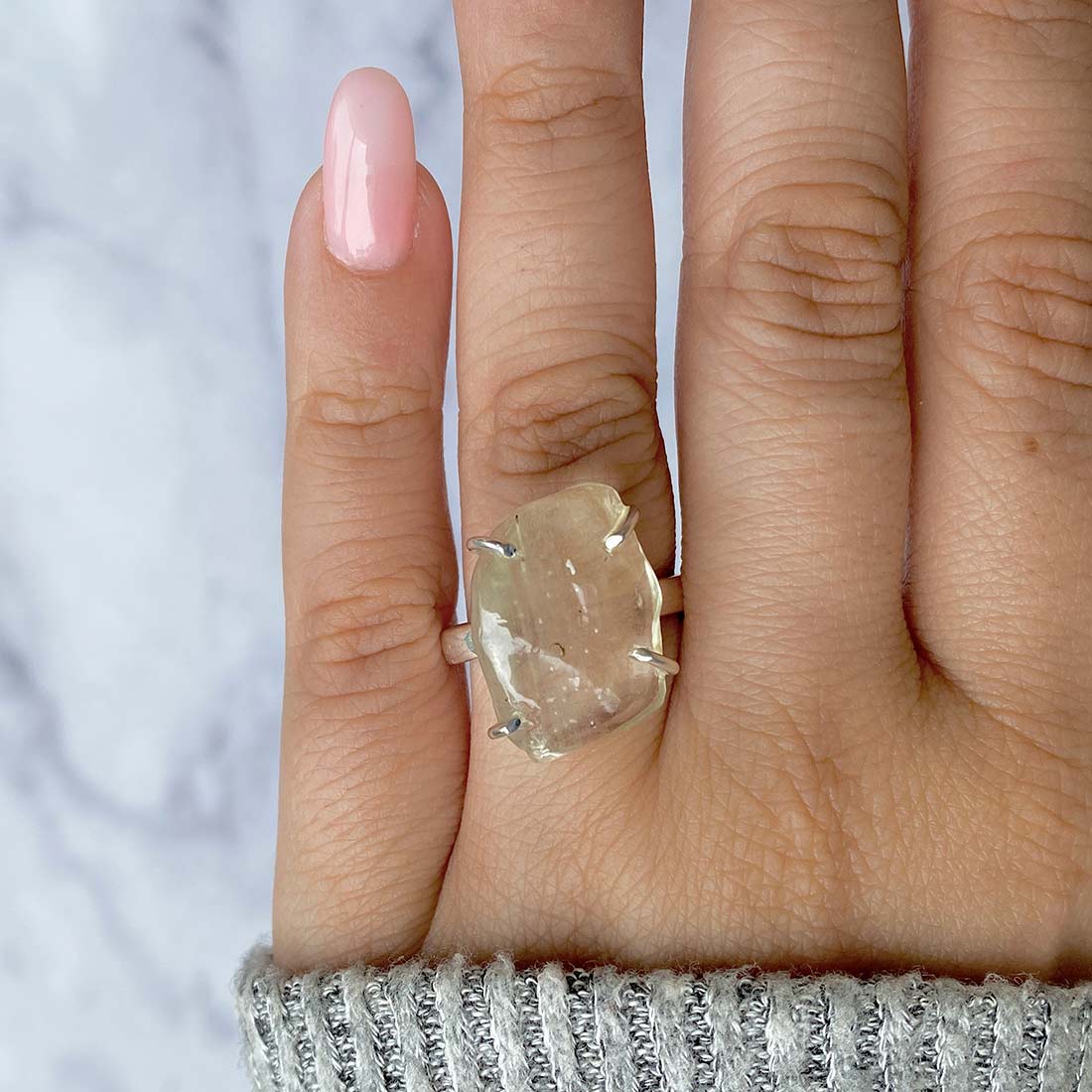 Premium Libyan Desert Glass Statement Ring - LDG-R-38