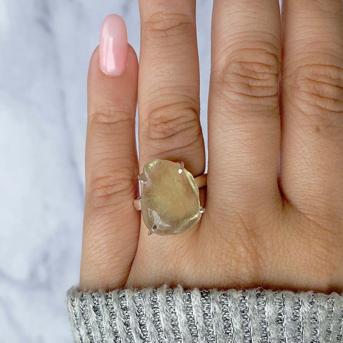 Premium Libyan Desert Glass Statement Ring - LDG-R-24