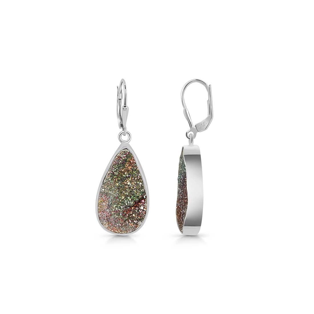 Premium Spectropyrite Druzy Earrings - SPD-E-21 | Sagacia Jewelry