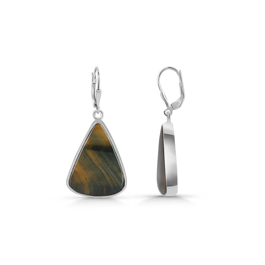 Premium Blue Tiger Eye Statement Earrings - Sagacia Jewelry