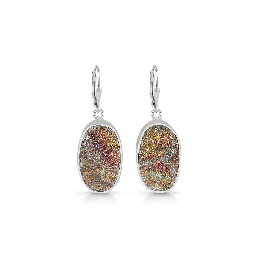 Premium Spectropyrite Druzy Statement Earrings - Elegant & Timeless