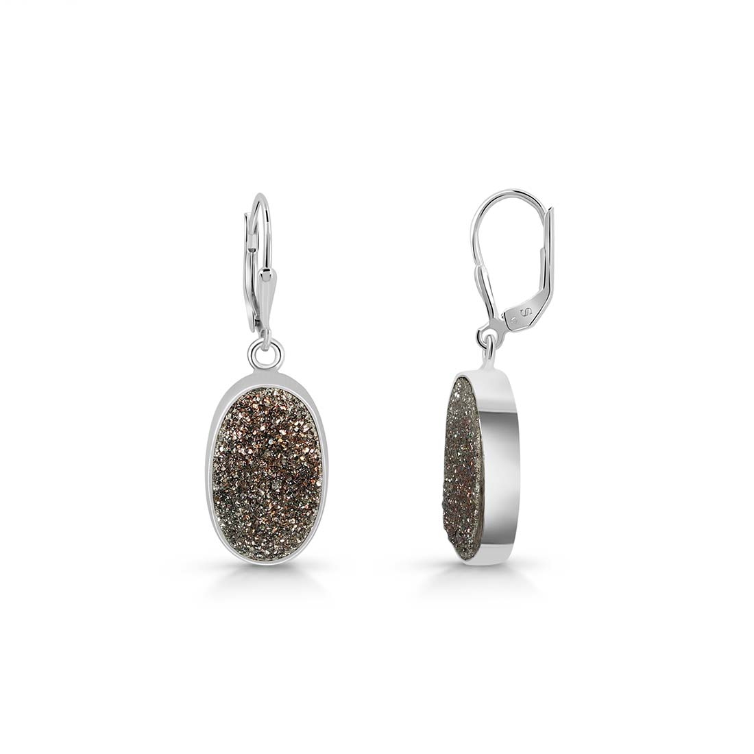 Premium Spectropyrite Druzy Earrings - Elegant Statement Jewelry