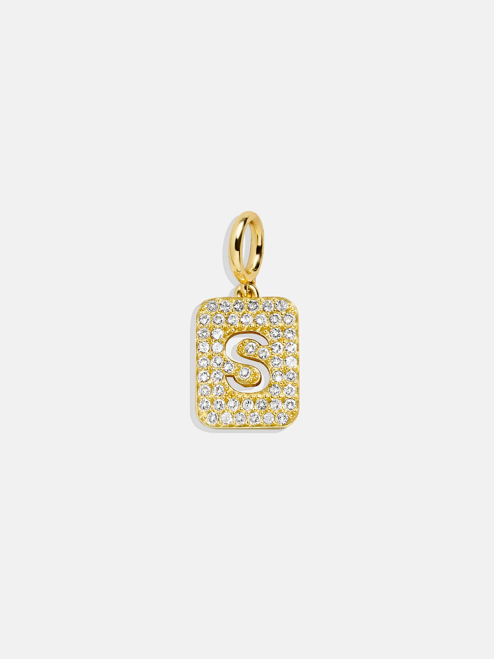 Premium Block Pavé Initial Cluster Charm Necklace - S