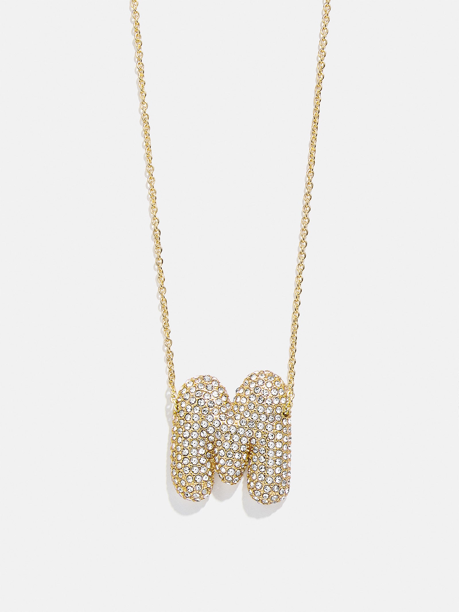 Premium Kids' Bubble Initial Necklace - Gold/Pavé