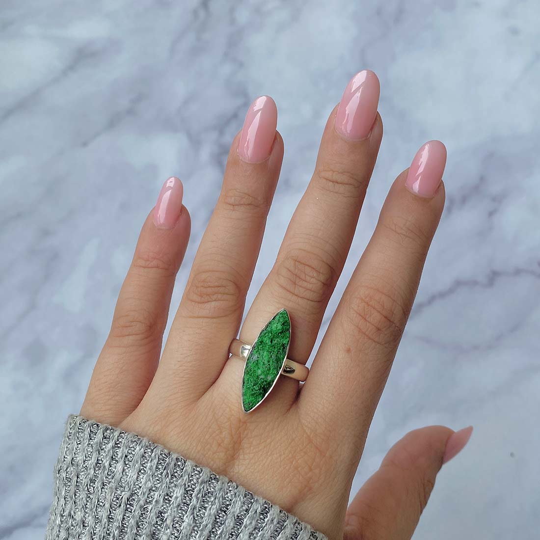 Premium Uvarovite Druzy Statement Ring - Elegant Green Gemstone Jewelry