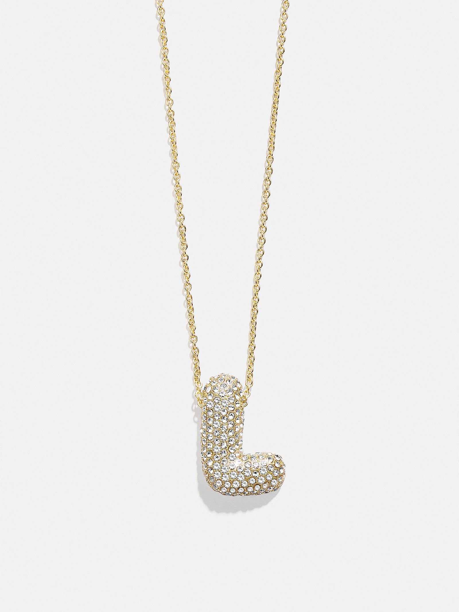 Premium Kids' Bubble Initial Necklace - Gold/Pavé