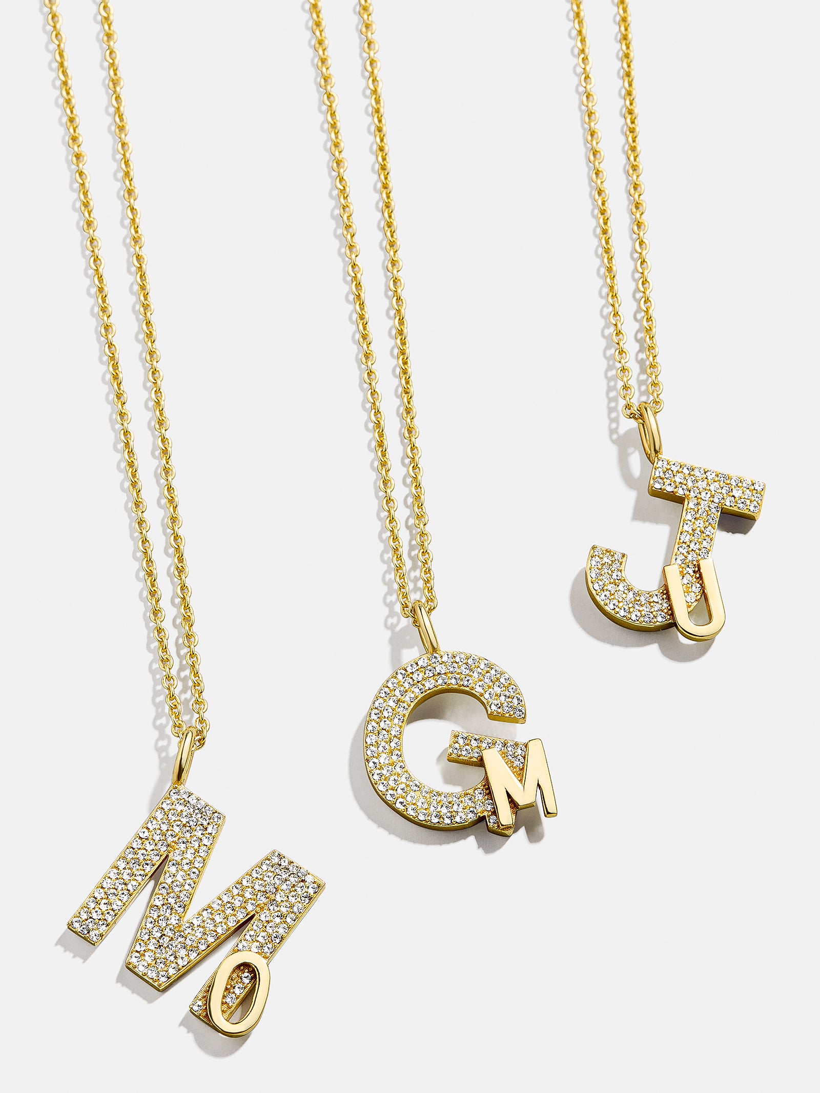 Premium Custom Double Initial Pave Necklace - Gold & Crystal