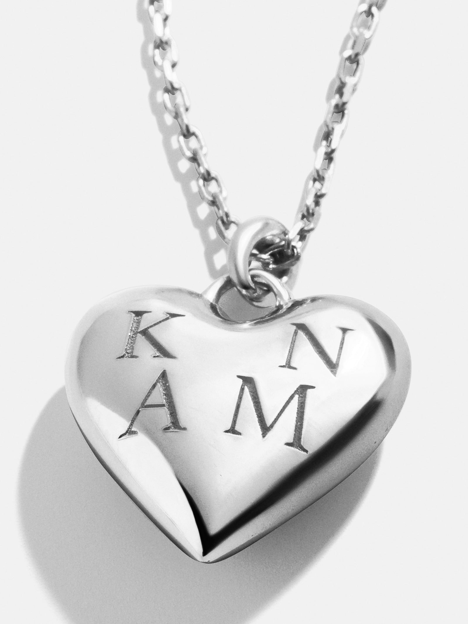 Ultimate Puffy Heart Sterling Silver Custom Engraved Pendant Necklace