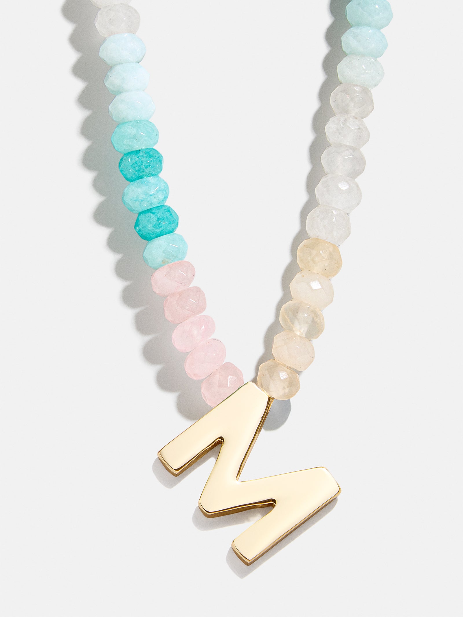 Premium Custom Initial Necklace with Semi-Precious Stones - Light Multi