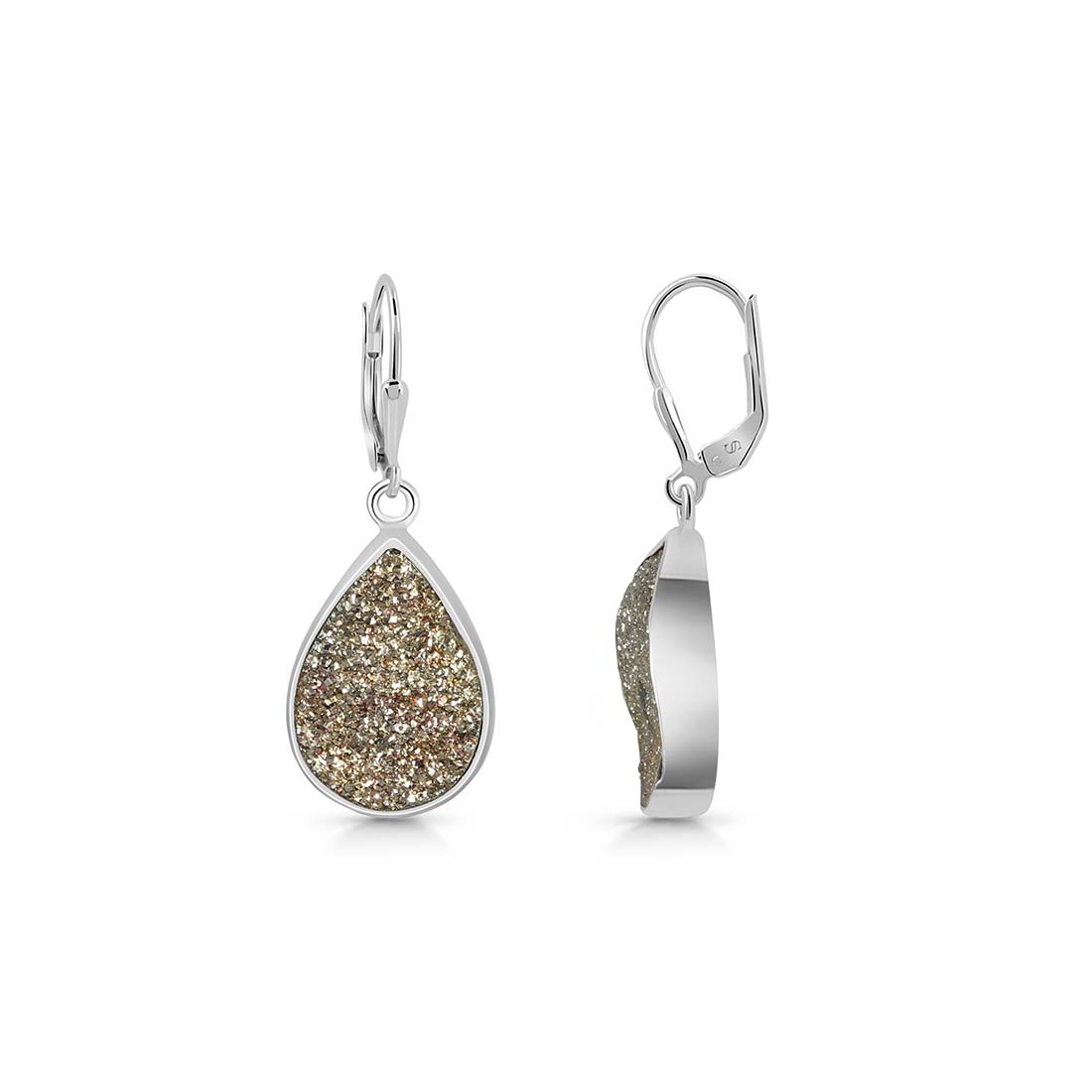 Premium Spectropyrite Druzy Statement Earrings by Sagacia