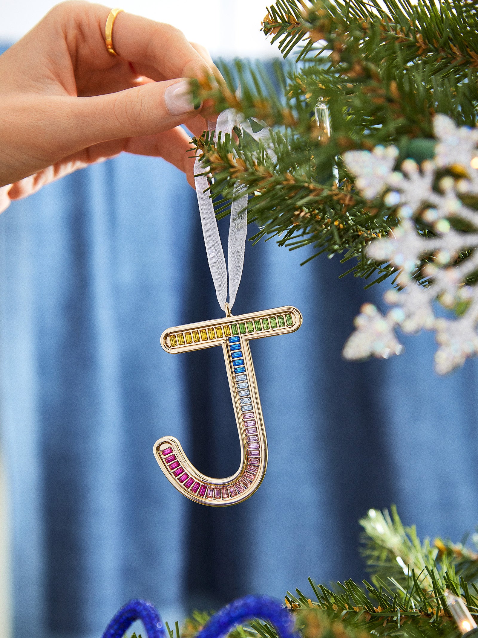 Premium Merry & Bright Personalized Initial Ornament - Ultimate Holiday Glam