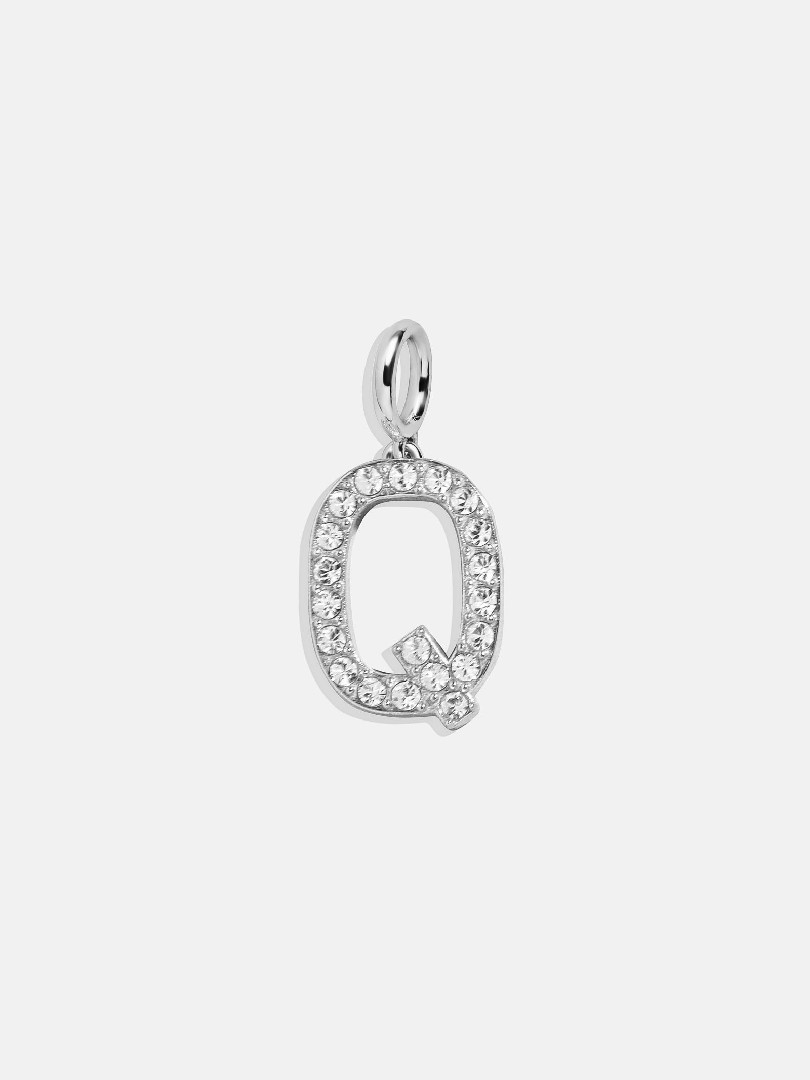 Premium Silver Pave Initial Cluster Charm - Personalized & Modern