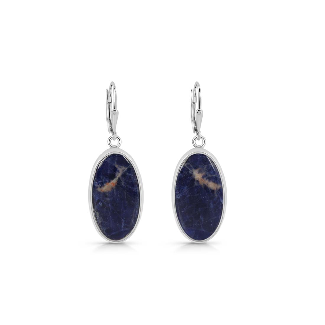 Premium Sodalite Statement Earrings - Elegant Blue Gemstone Jewelry