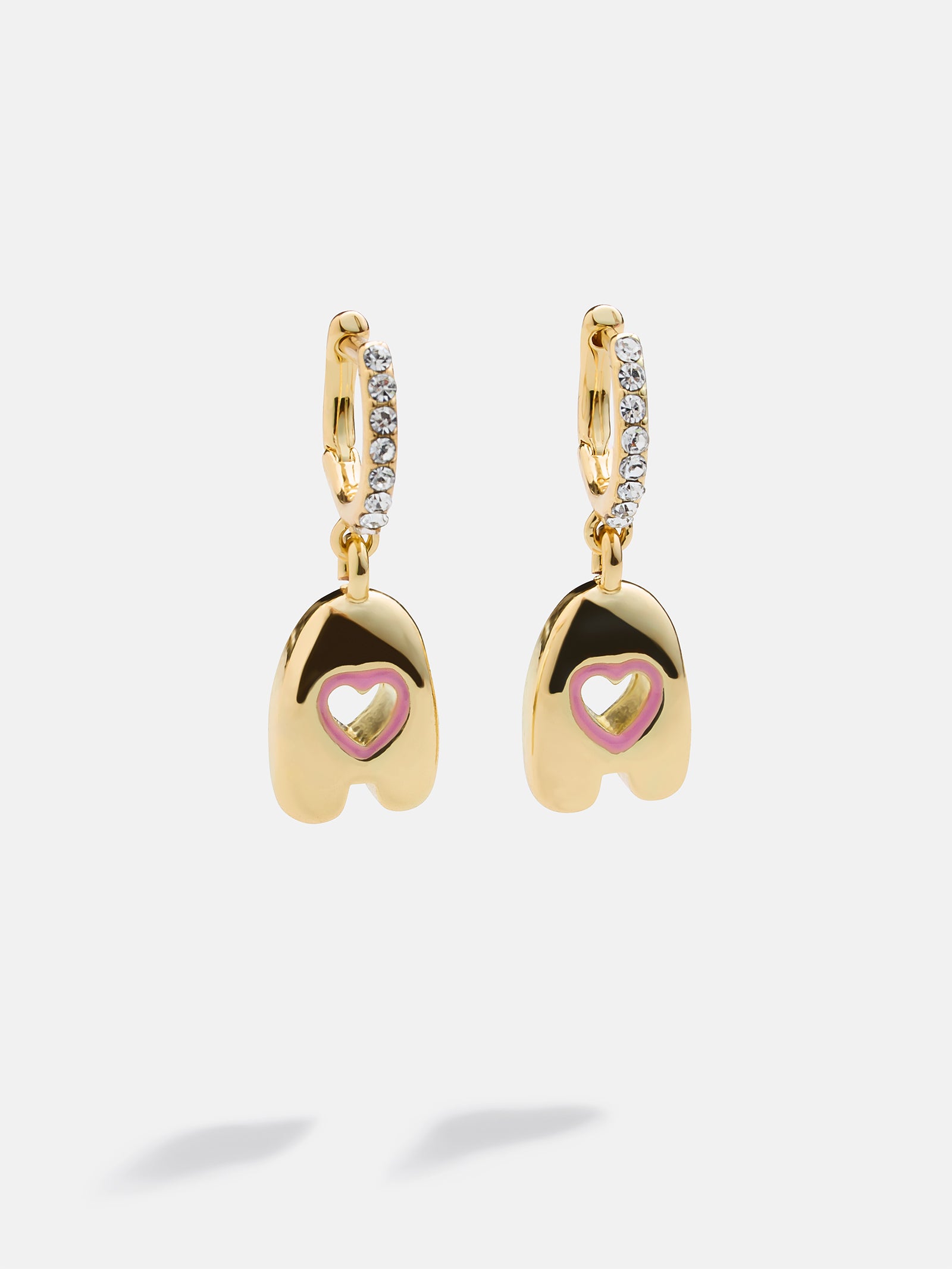 Premium Kids' Initial Earrings - Gold & Rainbow Heart