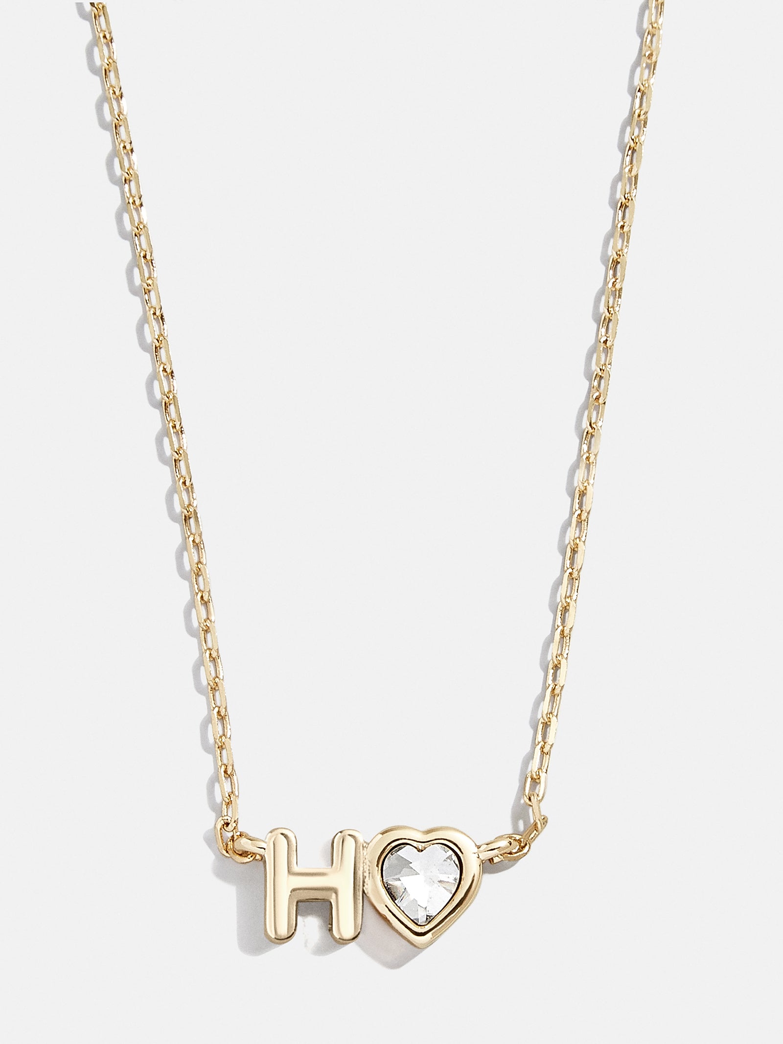 Premium Fiona Initial Necklace - Gold & Crystal Heart