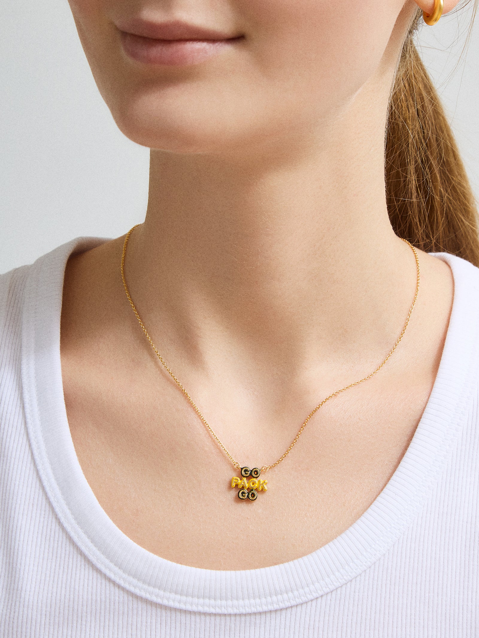 Premium Green Bay Packers Enamel Slogan Necklace by WEAR x Erin Andrews - Show Your Team Spirit