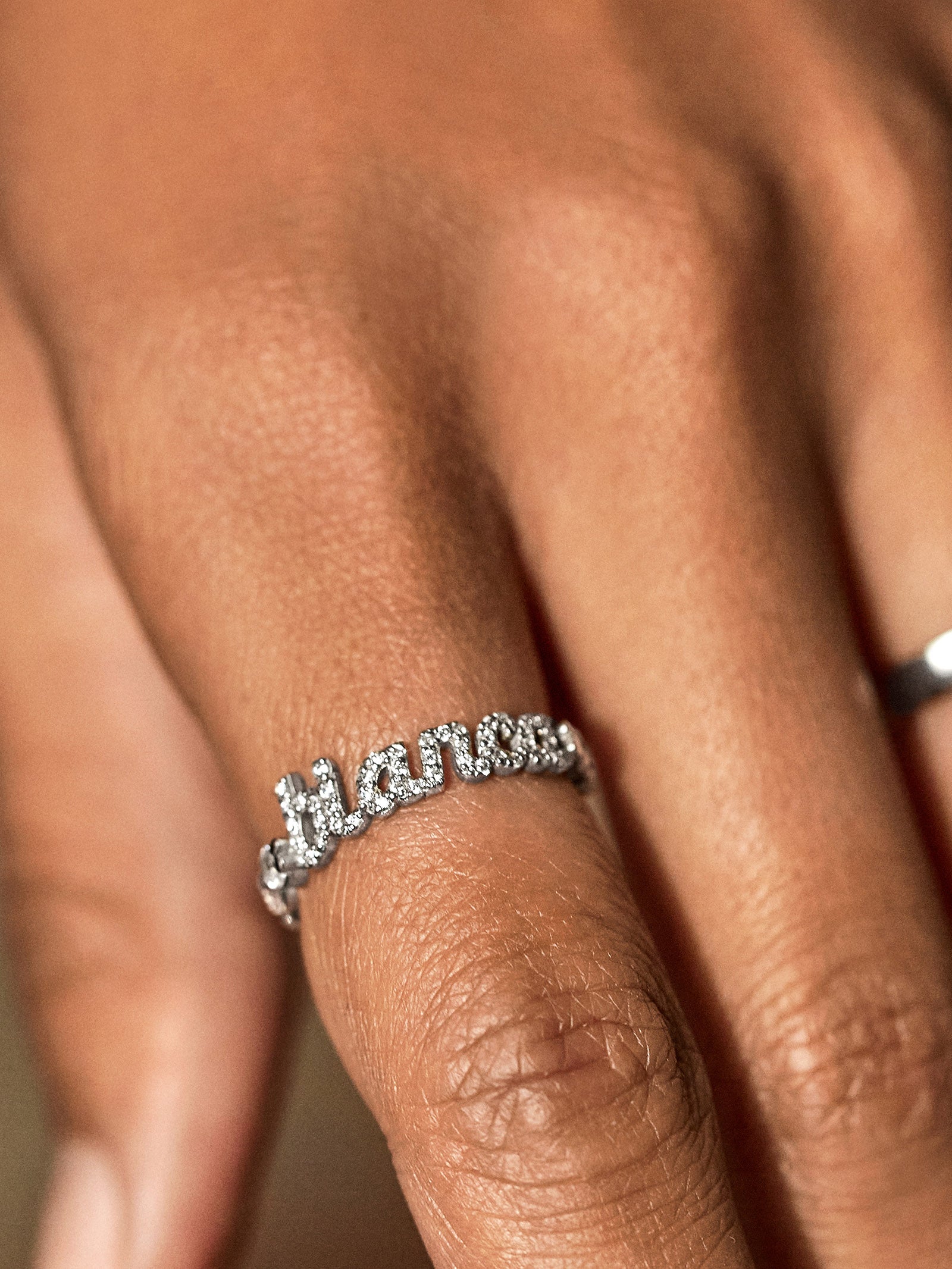 Premium Script Custom Pavé Ring - Silver | Personalized Luxury