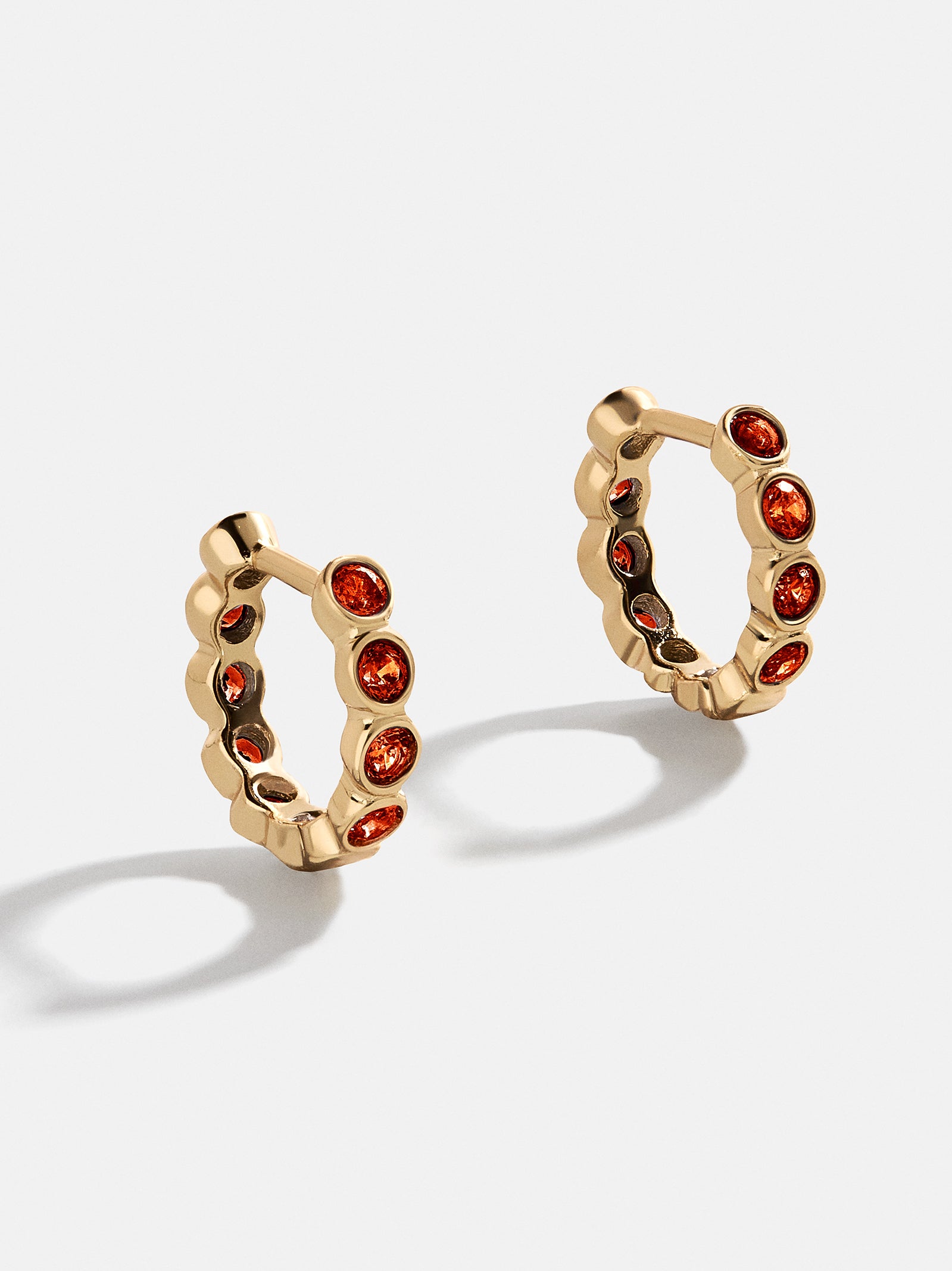 Premium Jessica 18K Gold Garnet Birthstone Huggie Earrings