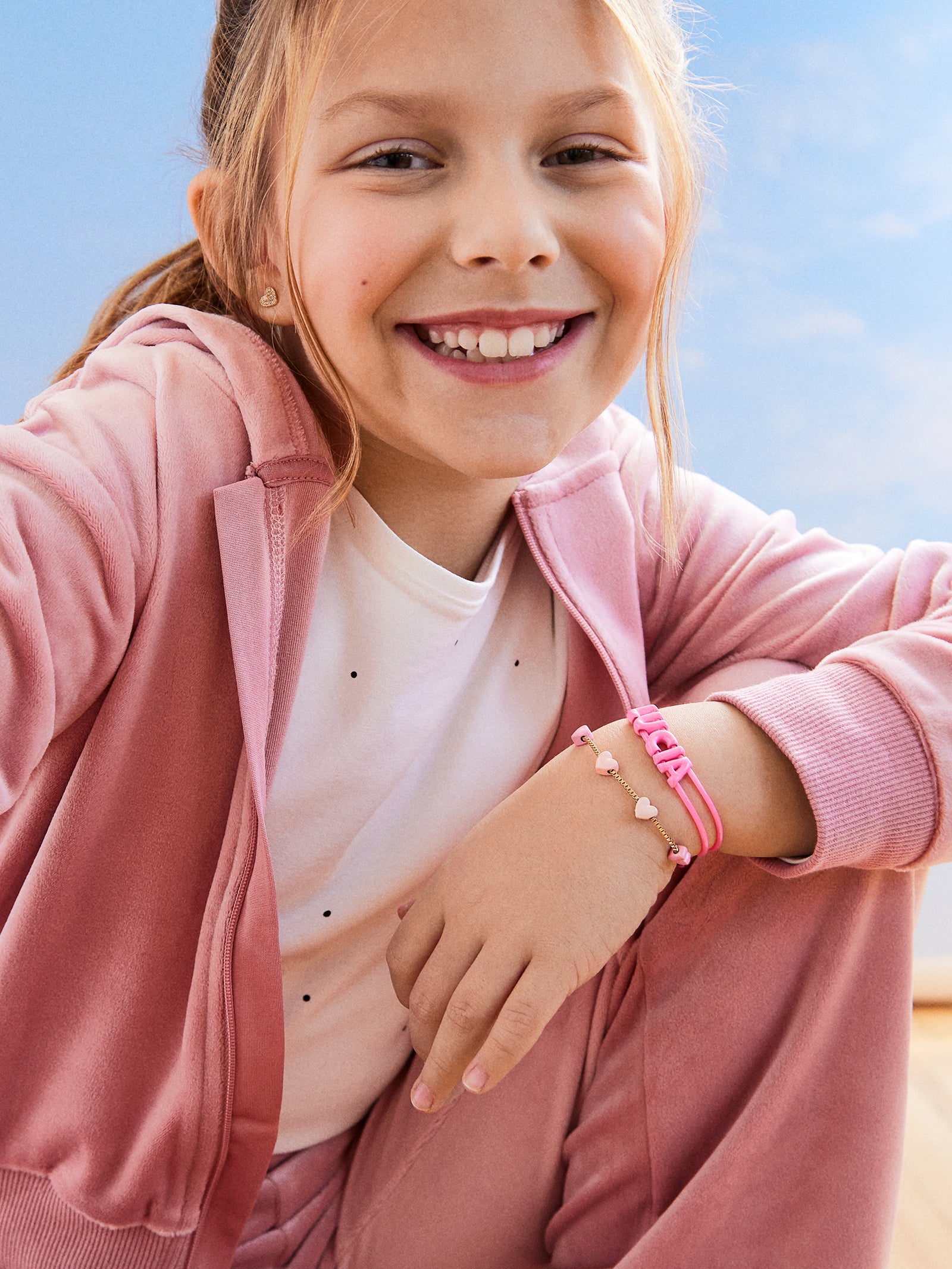 Ultimate Kids' Custom Slider Bracelet - Hot Pink | Personalized & Stretchable