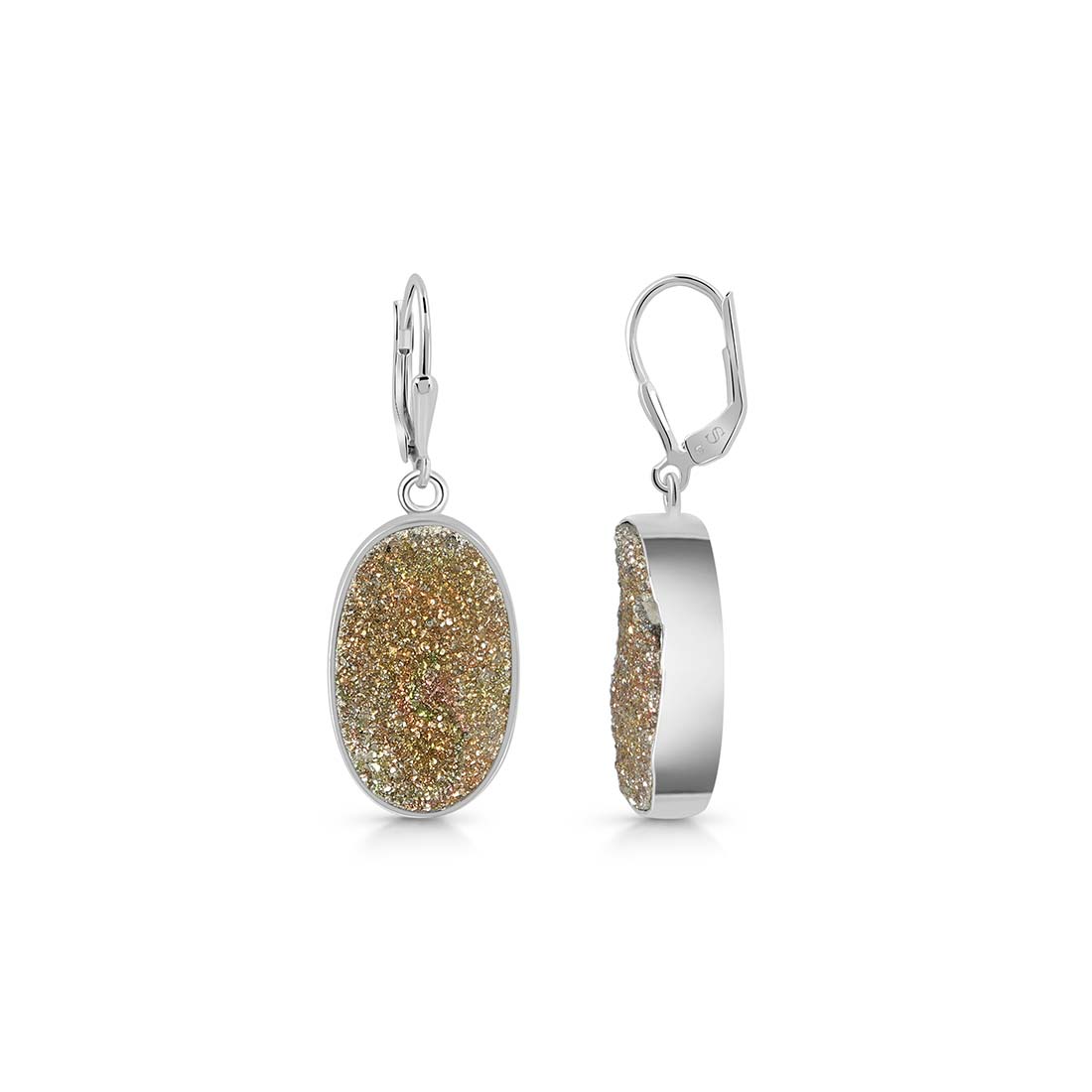 Premium Spectropyrite Druzy Earrings - Bold & Shimmering (SPD-E-20)