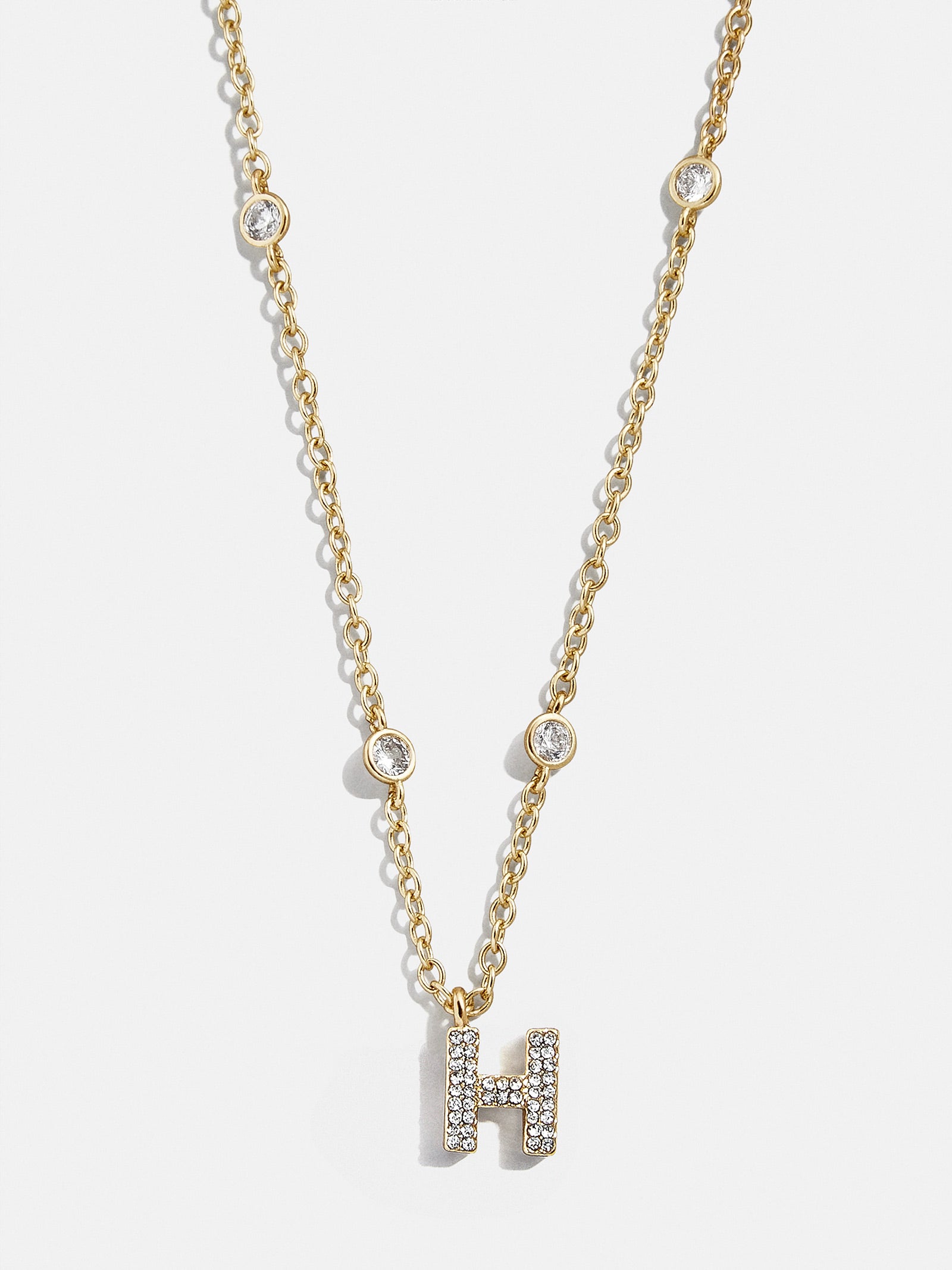 Premium Pavé Initial Yasmine Necklace - Gold Plated, Personalized Elegance