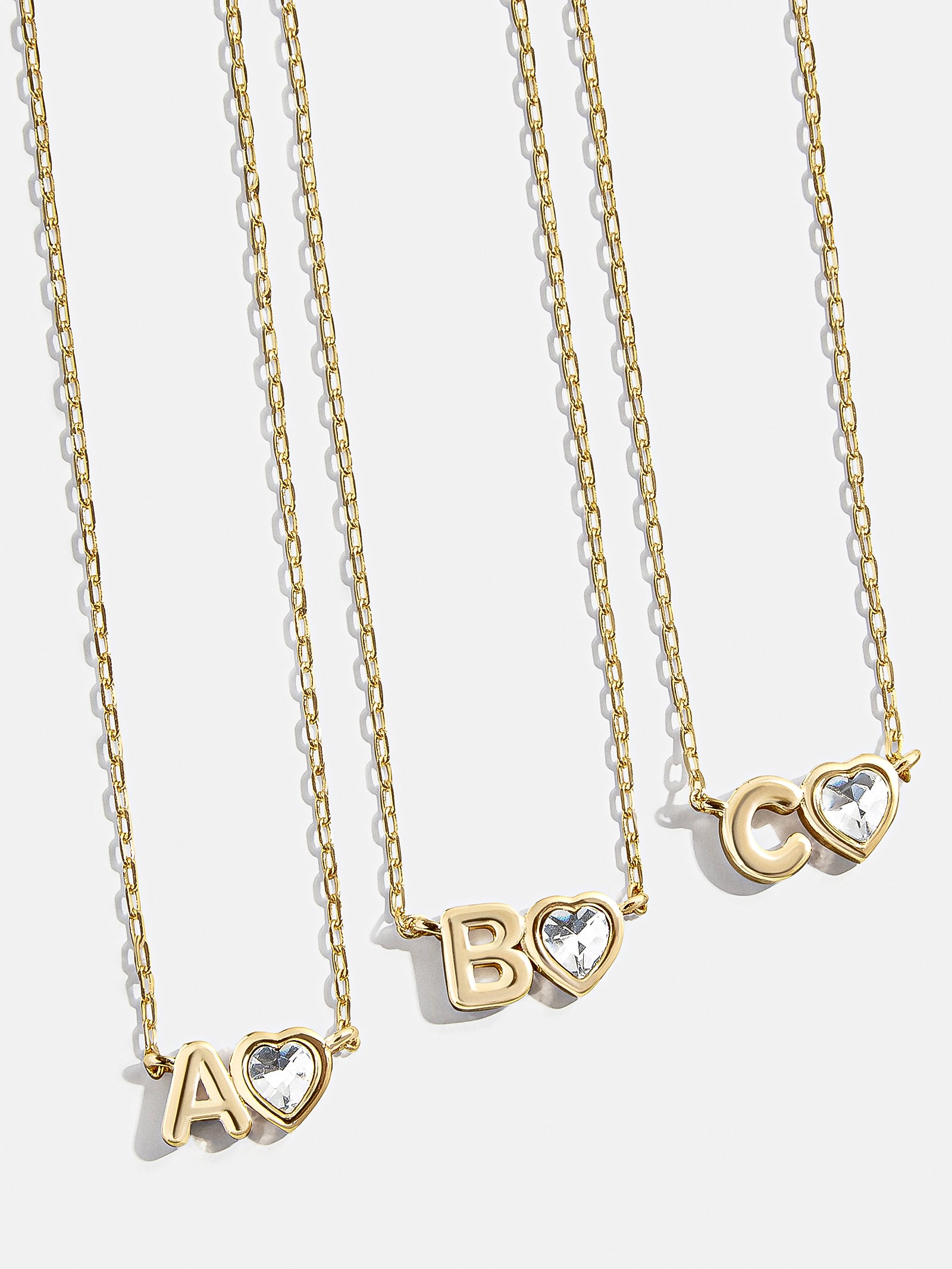 Premium Fiona Initial Necklace - Gold & Crystal Heart