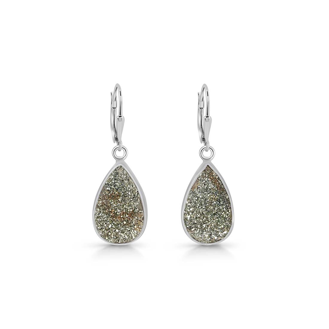 Premium Spectropyrite Druzy Earrings - Elegant Statement Jewelry