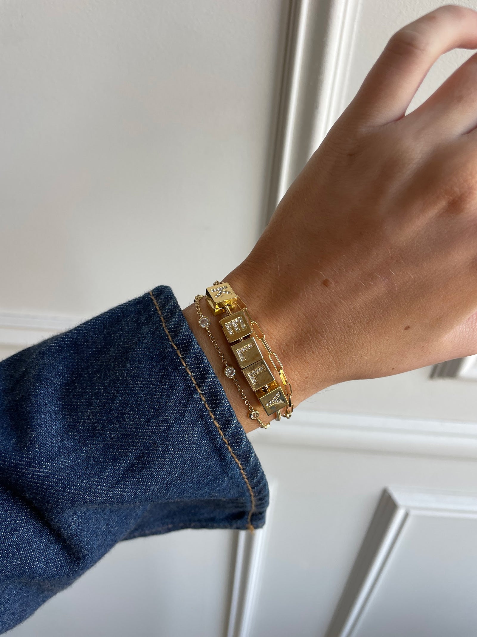 Premium Custom Click & Go Bracelet - Gold/Pavé